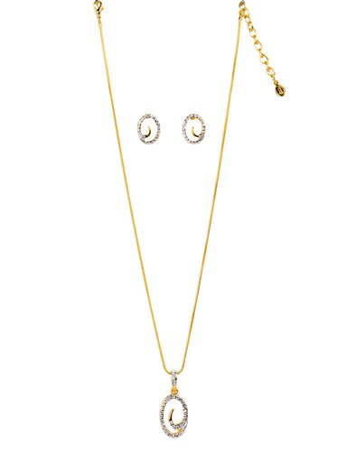 Estelle Women Gold Earrings & Pendant Set